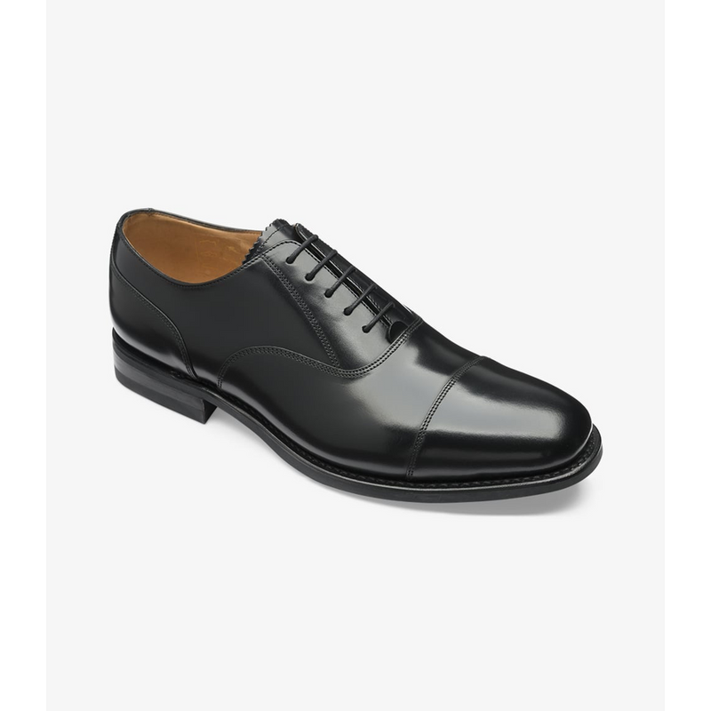 Loake 300 Black Polished Toe Cap Oxford Leather Shoe