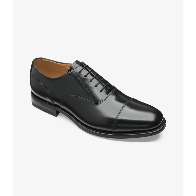 Loake 300 Black Polished Toe Cap Oxford Leather Shoe – Shoes By Post
