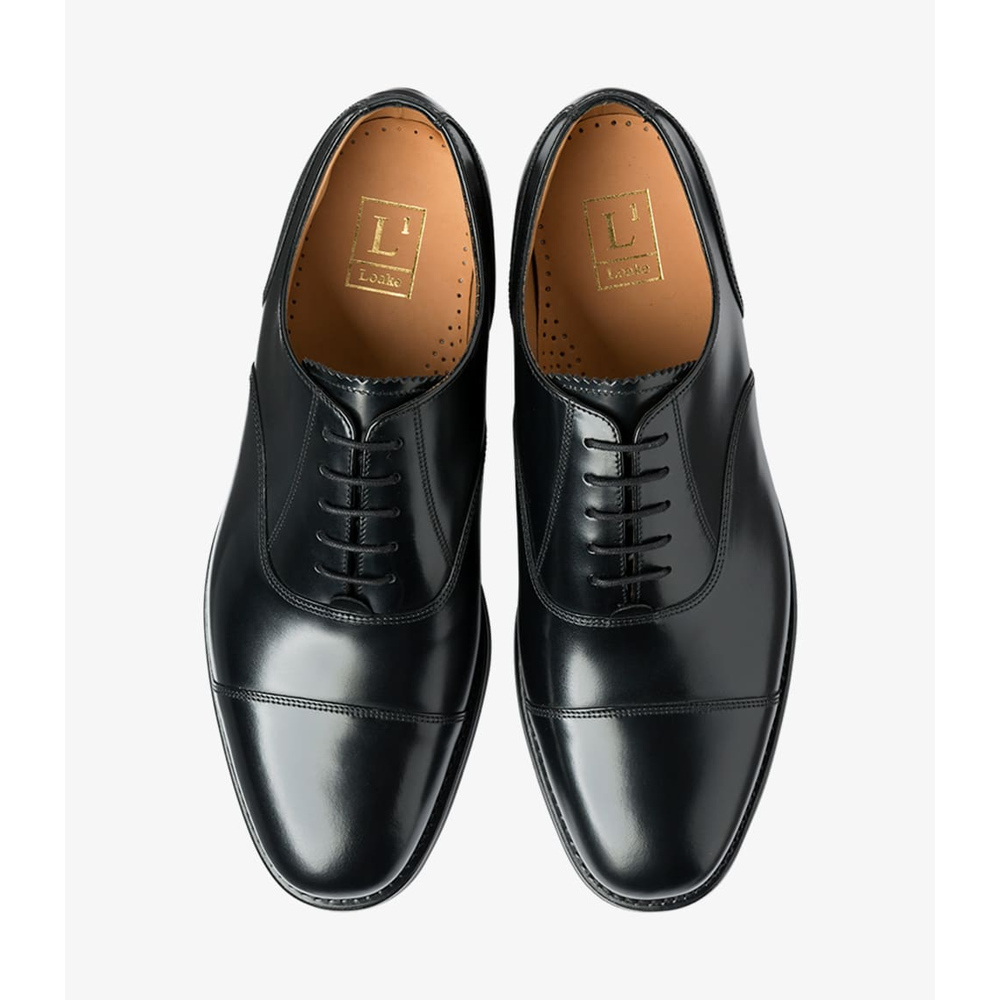 Loake 300 Black Polished Toe Cap Oxford Leather Shoe