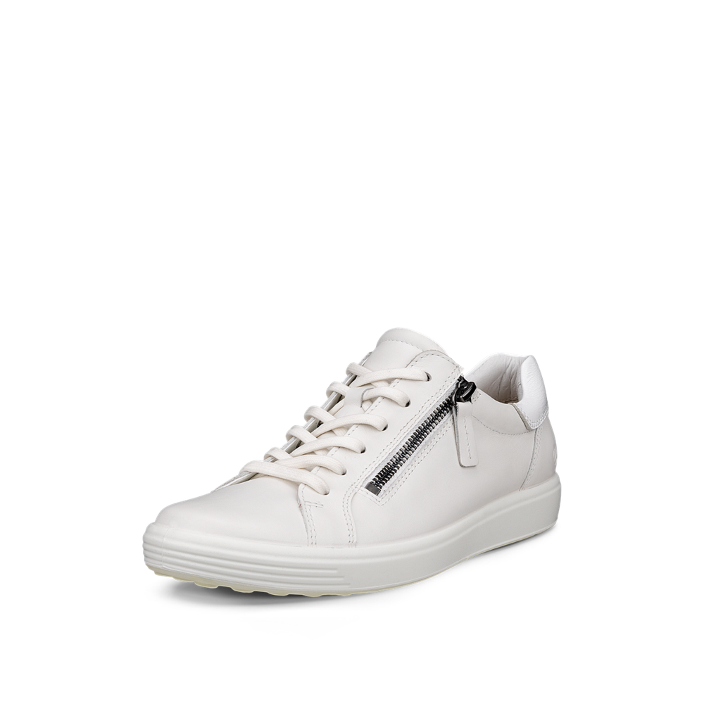 Ecco Soft 7 Side Zip White/Bright White Shoe - 49055350696