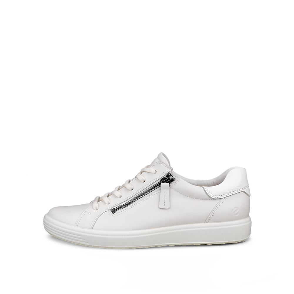 Ecco Soft 7 Side Zip White/Bright White Shoe - 49055350696