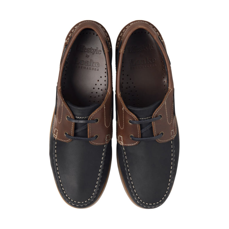 Loake Lymington Navy Nubuck/ Brown Waxy Shoe