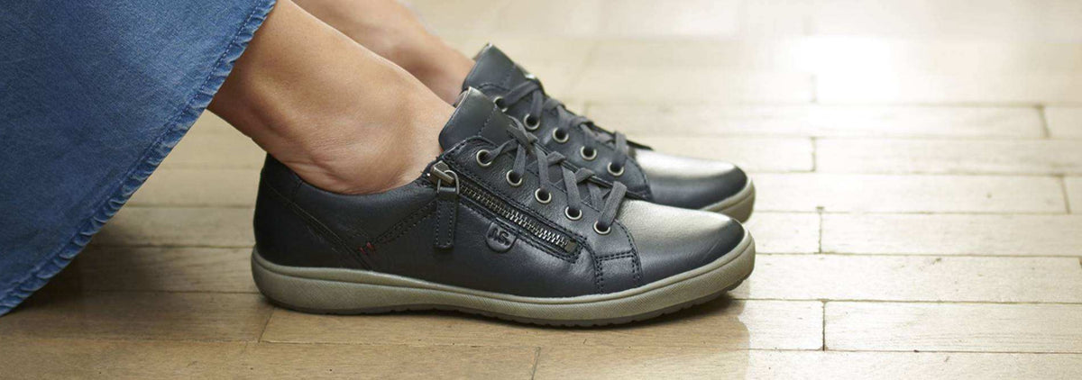 close up of a pair of blue womens shoes